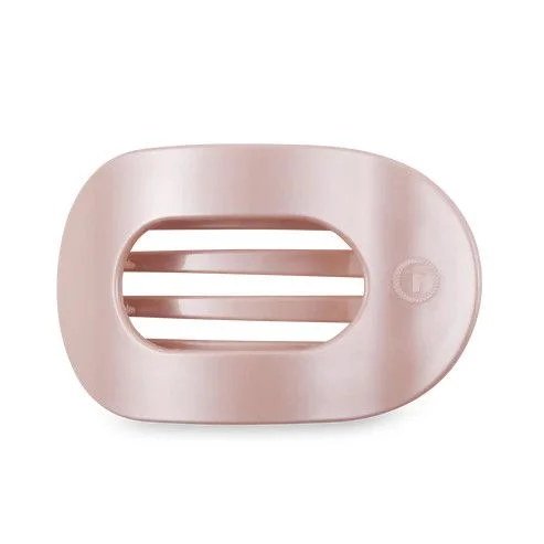 Large Flat Round Hair Clip Pearly Pink