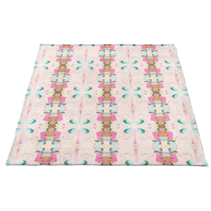 Laura Park Monet’s Garden Pink Fleece Blanket: One Size
