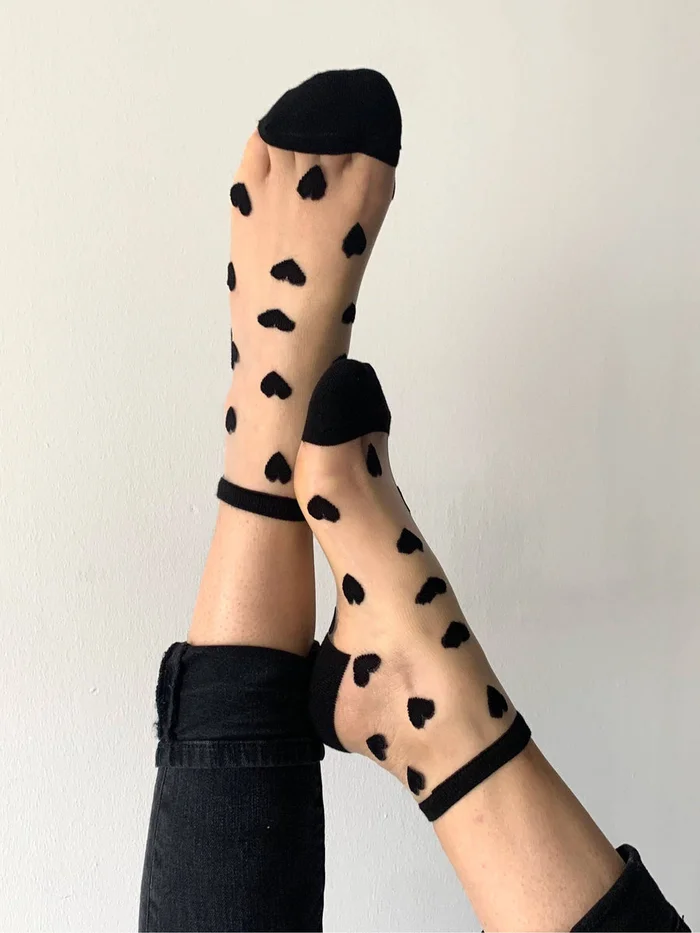 Laure Black Hearts Socks