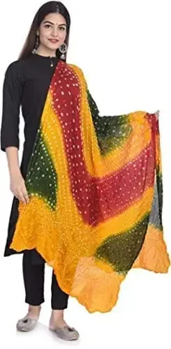 Le Reliable Women‘s Solid Plain Chiffon Dupatta Size 2.25 Meters With Lace Casual Use For Women/Girls