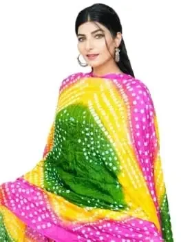 Le Reliable Women‘s Solid Plain Chiffon Dupatta Size 2.25 Meters With Lace Casual Use For Women/Girls