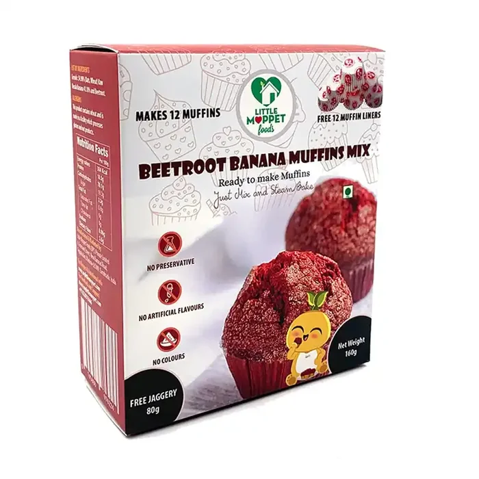 Little Moppet Foods Beetroot Banana Muffin Mix – 240g With 12 Muffin Liners