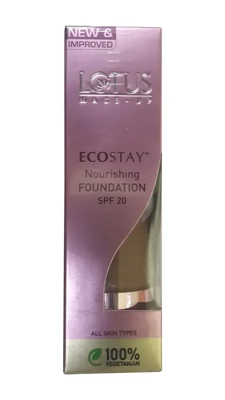 LOTUS MAKE-UP LOTUS Herbals Ecostay Foundation Suitabe For All Skin Types SPF 20, Almond, 30Ml