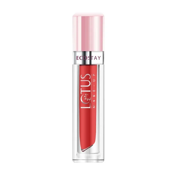 Lotus Makeup Ecostay Matte Lip Lacquer, Matte Finish, 4 g – Scarlet Red