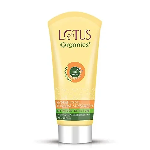 Lotus Organics+ Hydrating Gel Mineral No White Cast Fast Absorbing Certified Organic SPF 30 PA+++ 100g
