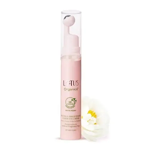 Lotus Organics+ Precious Brightening Under Eye Cream With Cooling Massage Roller s Puffiness & Dark Circles Preservative Free 15g