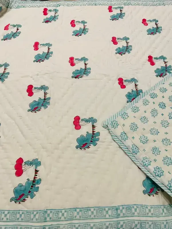 Masu Living Block Print Reversible Quilt- Carnival Time Ideal for upto 7 years age