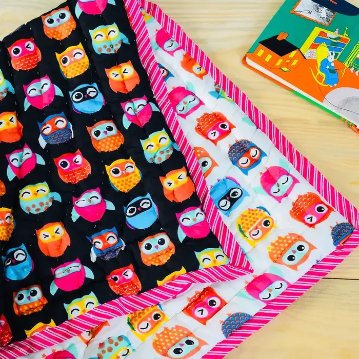 Masu Living Reversible Character Quilt- Midnight Owl- Black & White for 0-6 year old kids