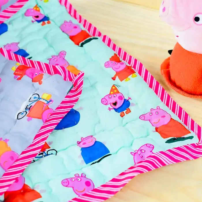 Masu Living Reversible Character Quilt- Peppa Piggy- Grey & Green for 0-6 year old kids