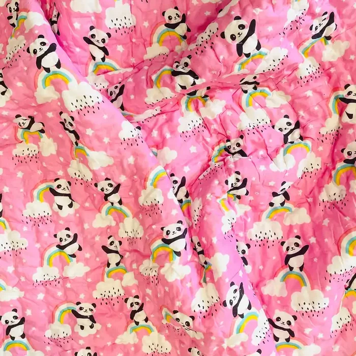 Masu Living Reversible Character Quilt- Rainbow Panda- Pink & Grey for 0-6 year old kids