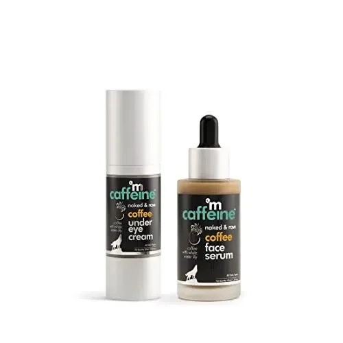 mCaffeine Coffee Morning Puffiness Fix Combo with Under Eye Cream and Face Serum Hydrates and De-puffs Face Skin & Dark Circles 70ml