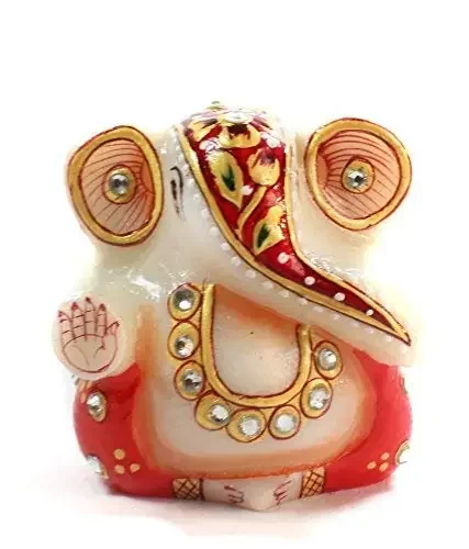 MEENAKARI ENAMEL PRODUCTS Meenakari Work Lord Marble Ganesh for Pooja