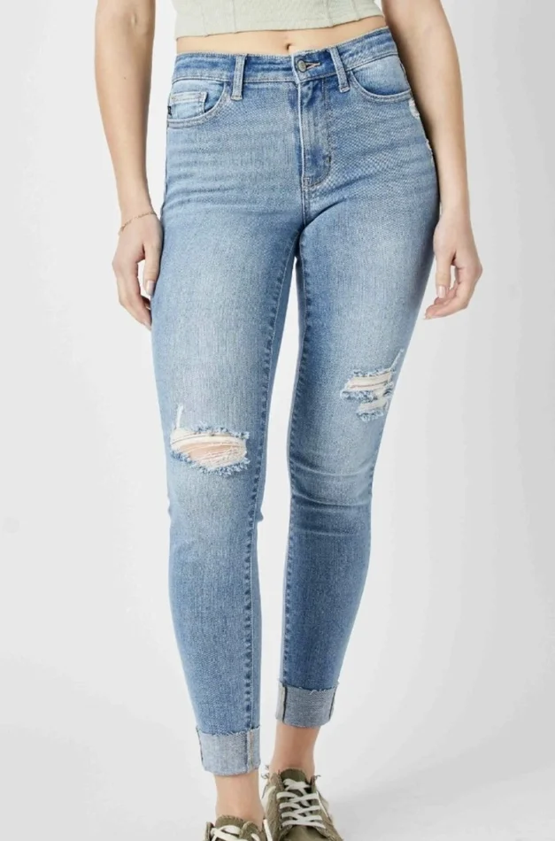 Mid-Rise Destroy Skinny Jeans – Judy Blue