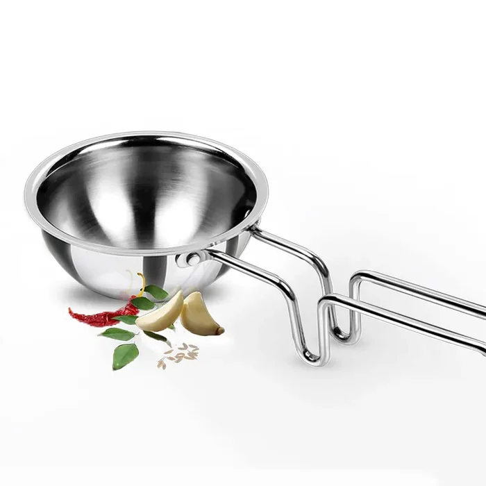 Milton Pro Cook Triply Stainless Steel Tadka Pan 12 cm Silver Vagar Pan Baghar Pan Chounk Pan Flame Safe Induction Safe Dishwasher Safe Stainless Steel Wired Handle