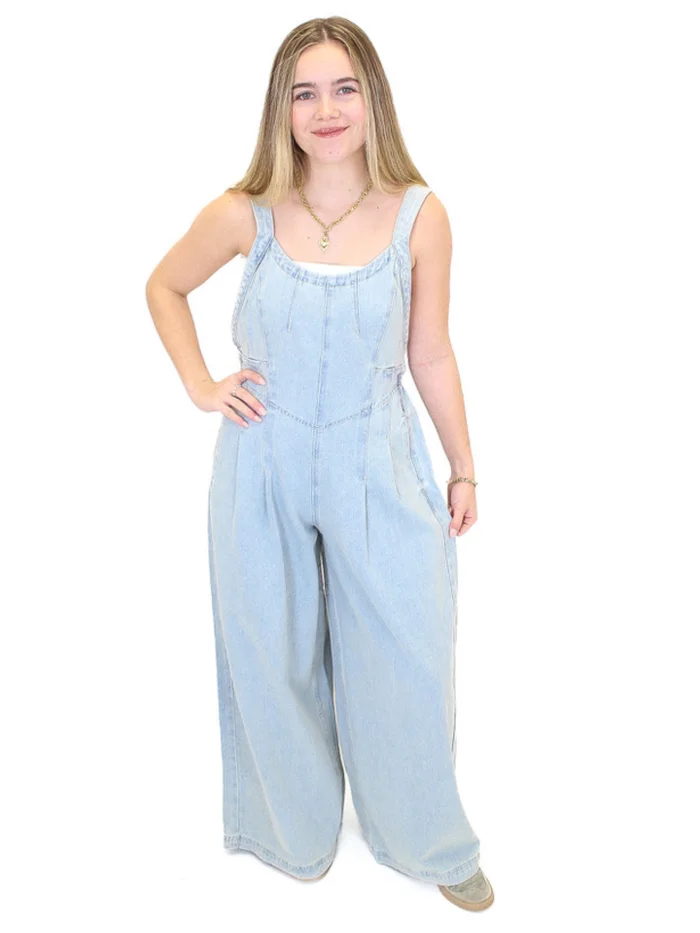 Mineral Wash Sleeveless Jumpsuit – Denim