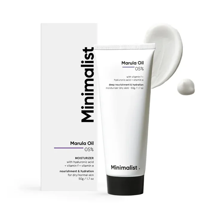 Minimalist Marula Oil 5% Face Moisturizer For Dry Skin With Hyaluronic Acid For Deep Nourishment & Hydration, For Men & Women