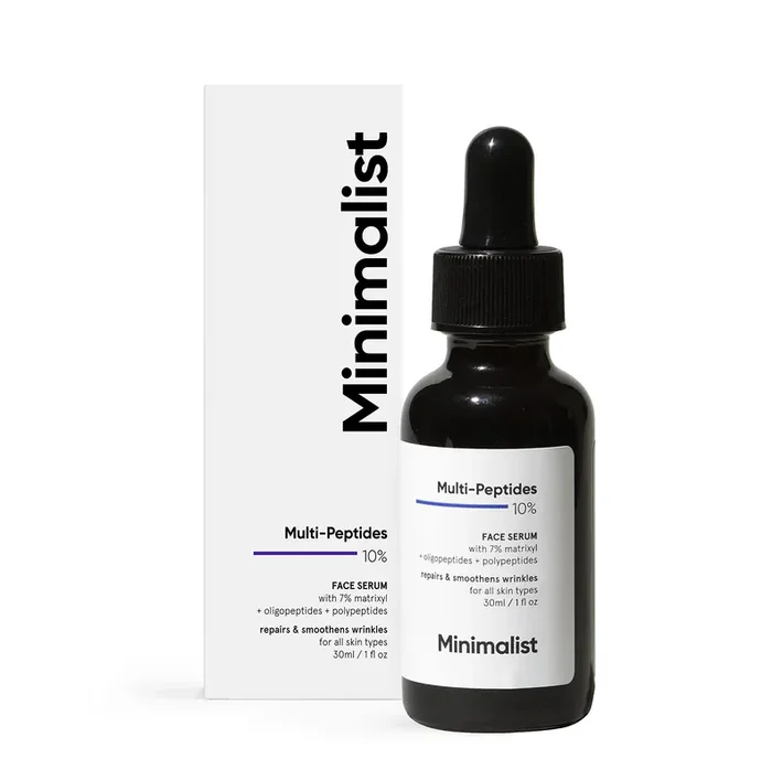 Minimalist Multi Peptide Night Face Serum for Ageless Younger Skin, 30 ml Collagen Boosting, Hydrating & Overnight Repair Serum for Women & Men with 7% Matrixyl 3000 & 3% Bio-Placenta
