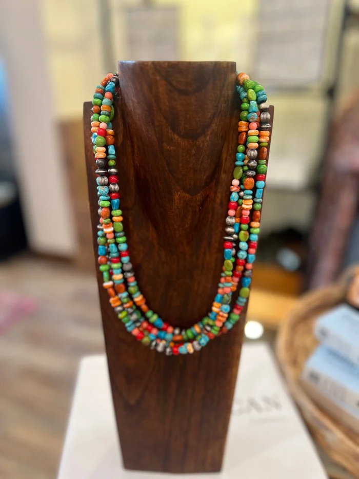 Multi Stone Many Strands Necklace