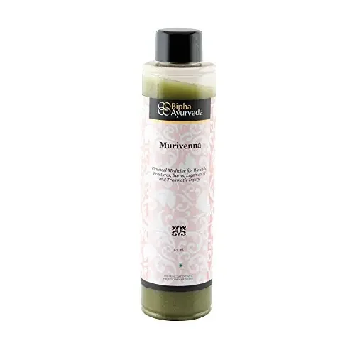 Murivenna – An Ayurveda first aid oil made purely from herbs for healing .Traditional Kalari oil for sprains burns and healing .Authentic formula free from parabens paraffins synthetic colours and fragrance .