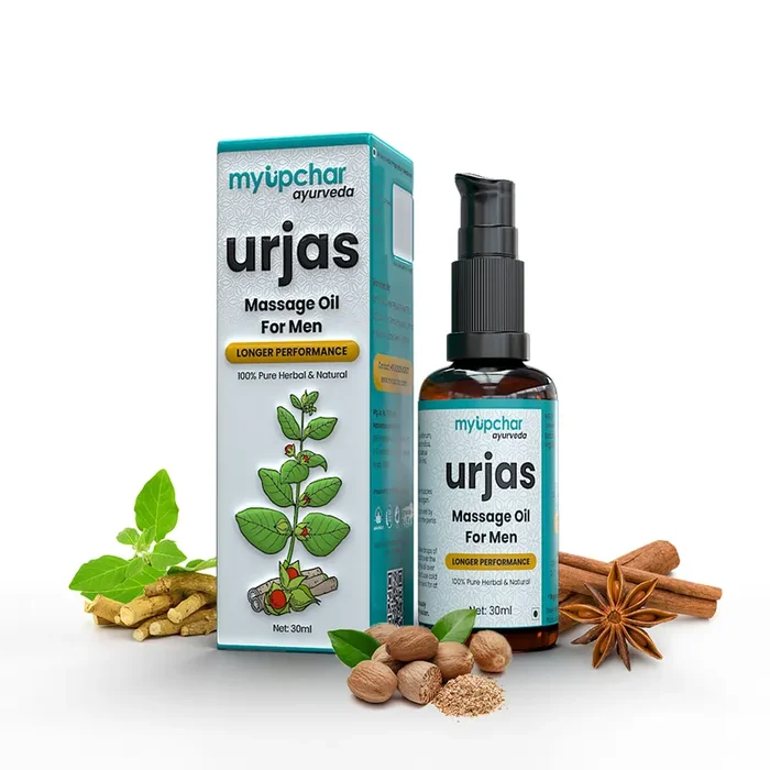 myUpchar Ayurveda Urjas Massage Oil For Men – 30 ml Restores Energy & Hardens Relaxing Muscles