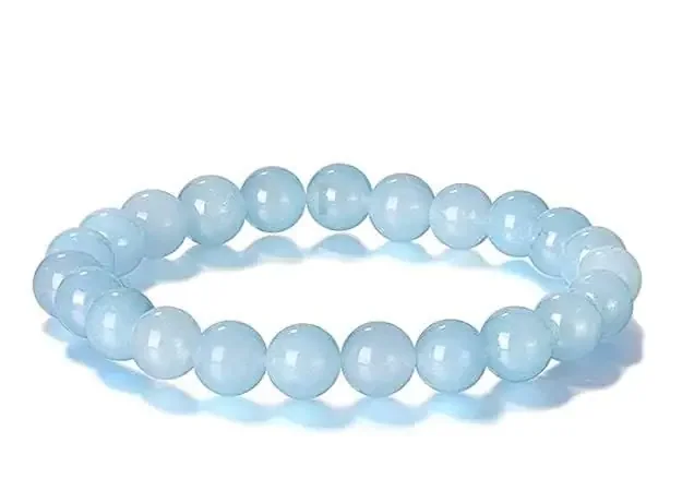 Natural Reiki Feng-Shui Healing Crystal Gem Stone Crystal Bracelet for Men and Women – Aquamarine