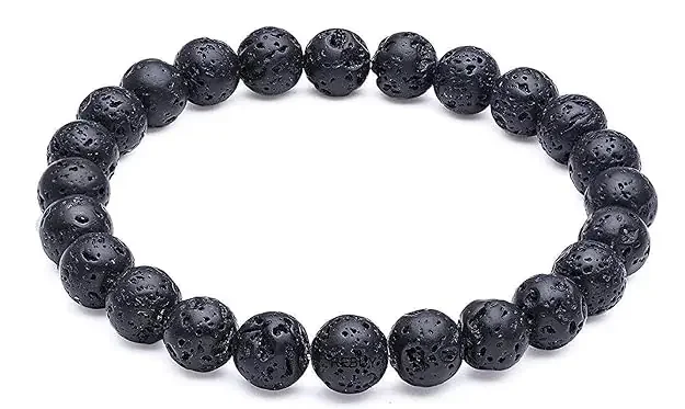 Natural Reiki Feng-Shui Healing Crystal Gem Stone Crystal Bracelet for Men and Women – Black Lava