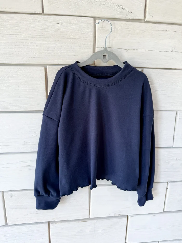 Navy Fleece Cropped Sweater