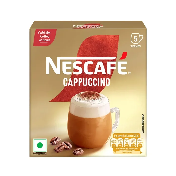 Nescafe Cappuccino Frothy Delicious Coffee Instant Coffee Premix Powder Just Add Hot Water 125 Grams (5 Sachets*25G)