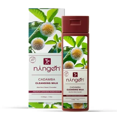 Ningen Cadamba Cleansing Milk I With Goodness of Aloe Vera Neem and Cucumber I Dermatologically Tested I Removes Dirt Grime and Make-up I 200g Maroon