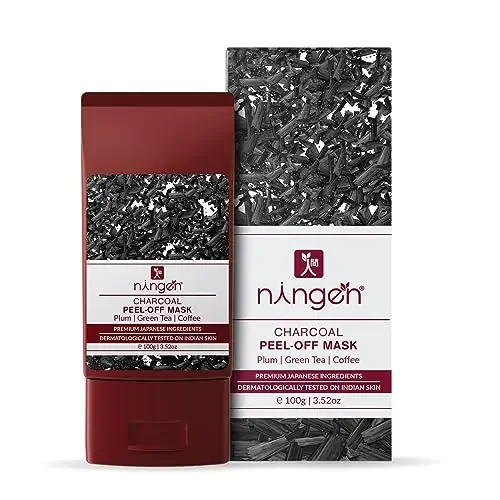 Ningen Peel-Off Face Fancy CoverI Goodness of Plum Green Tea Coffee Extracts I Dermatologically Tested I Removes Dirt Toxins and Impurities I 100g Maroon