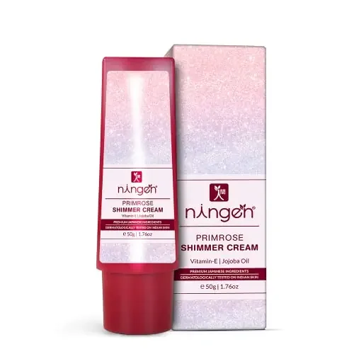 Ningen Primerose Shimmer Cream I Hyaluronic Acid Vitamin-E Jojoba Oil I Dermatologically Tested I Allergy Free I Silver and Gold Dust I Suitable for all Ages