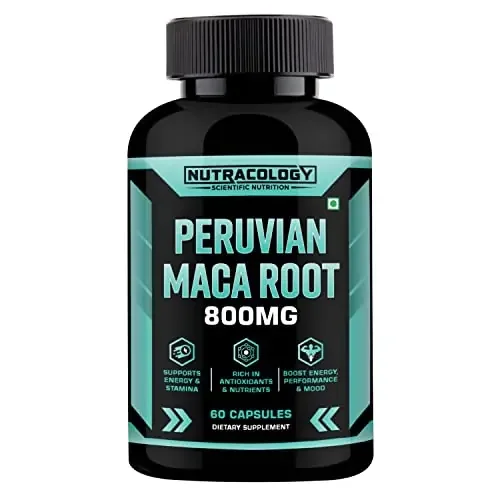 Nutracology Peruvian Maca Root Extract 800Mg Caps. Improves Building Stamina & Energy (60 Veg Caps.)