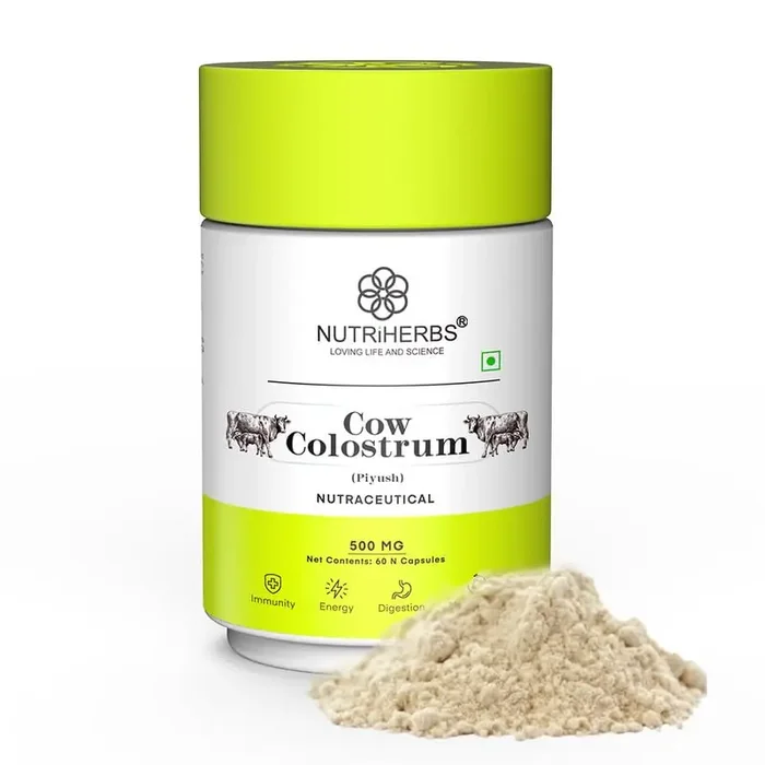 NUTRiHERBS Cow Colostrum 800mg – 60 Capsules Natural Immunity Booster Supplement Supports Gut Health, Muscle Recovery & Overall Wellness for Men & Women