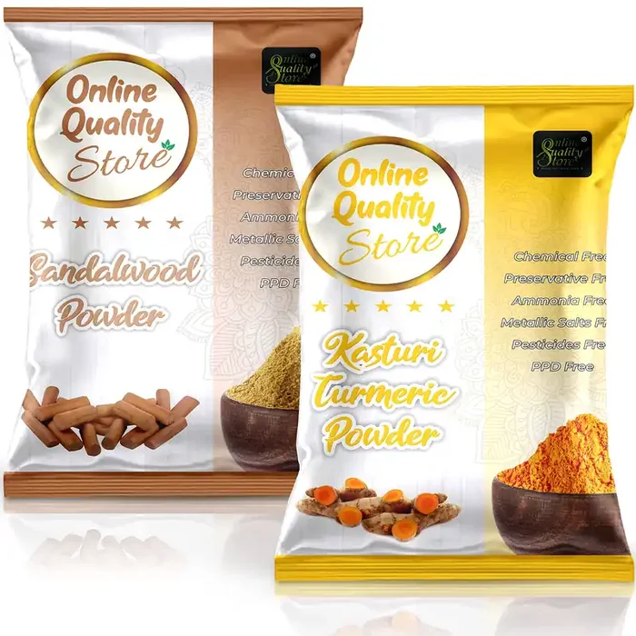 Online Quality Store Kasturi Turmeric Powder for Face + Pure natural Sandalwood Powder kasturi haldi powderwild turmeric powderkasturi manjal chandan powder for faceskin(Pack of 2 100g each Total 200g Pack)