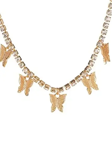 OOMPH Jewellery Gold Tone Crystal Butterfly Party Fashion Choker Necklace For Women & Girls Stylish Latest