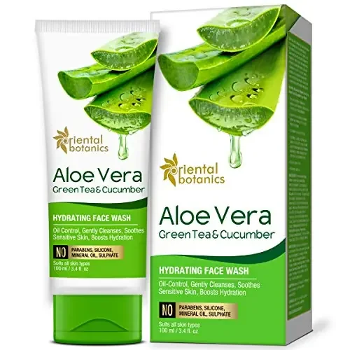 Oriental Botanics Aloe Vera Green Tea & Cucumber Hydrating Face Wash – No Sulphate Paraben Silicone 100ml