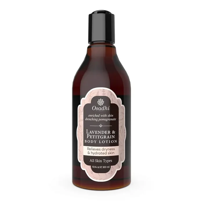 OSADHI Vegan Body Lotion for Dry Skin to Very Dry Skin With Lavender and Petitgrain for Woman and Men, 300 Ml