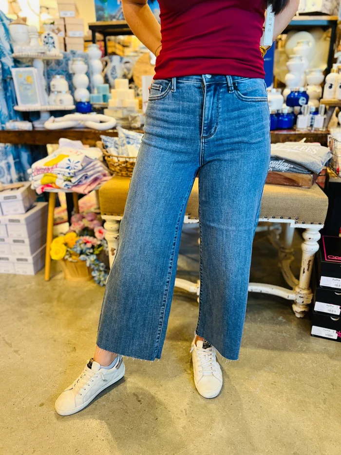 Own It Wide Crop Classic Raw Hem Jeans – Judy Blue