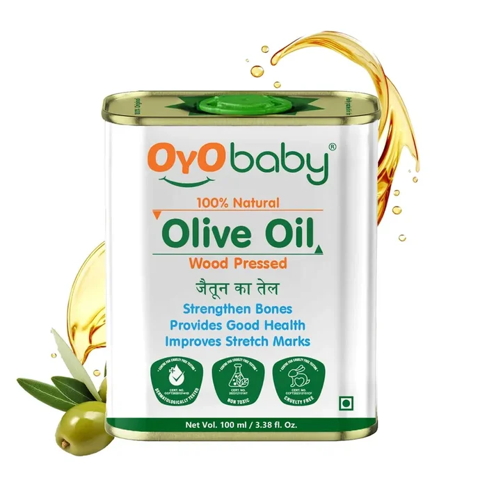 OYO BABY 100% Natural Baby Oil for New Born Wood Pressed Olive Oil – Baby Massage, Skin & Baby Hair Oil – 100ml