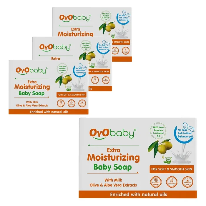 OYO BABY Baby Bathing Bar For Baby’s Sensitive Skin Gentle Cleansing, Skin-friendly, pH 5.5, 75gm (Pack of 4)