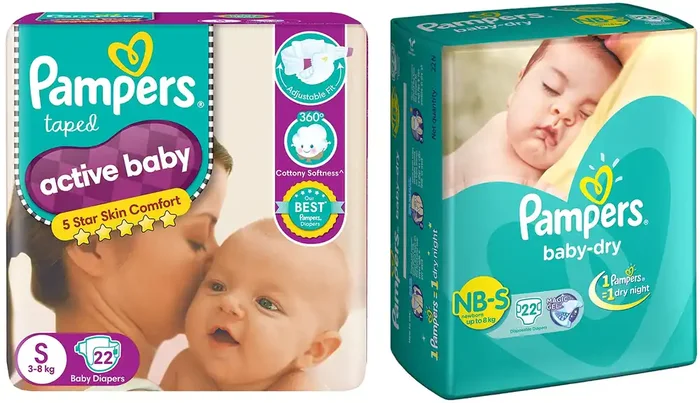 Pampers Active Baby Diapers, Small, 22 Count & Pampers Baby Dry Diapers, New Born, 22 Count