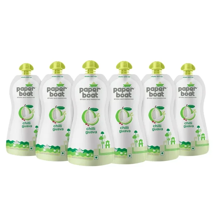Paper Boat Chilli Guava Fruit Juice No Preservatives and Colours (Pack of 6 200ml each)