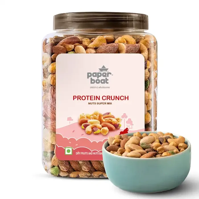 Paper Boat Protein Crunch Premium Dry Fruit Mix Healthy Trail Mix with Dry Fruits Mix Dry Fruit Almonds I Cashews I Pistachio I Chickpeas Reusable Jar (1Kg)