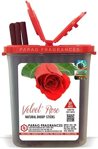Parag fragrances Arabian Rose Premium Dhoop Sticks 100gm Monthly Pack (No Charcoal No Bamboo Hand Crafted Long Lasting Dhoop Sticks) Dhoop Sticks for Prayer