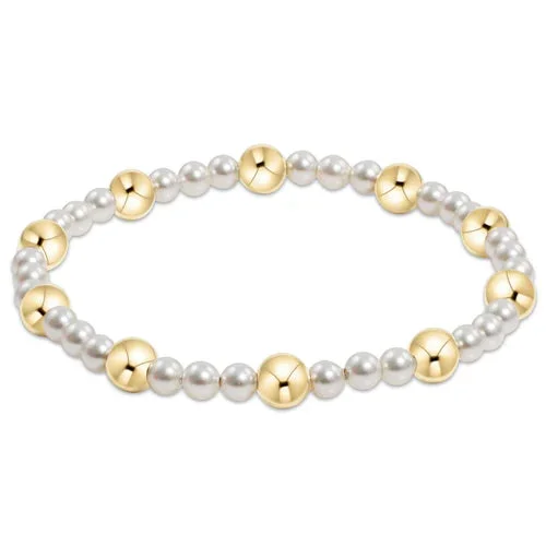 PEARL SINCERITY PATTERN 4MM BEAD BRACELET – 6MM GOLD