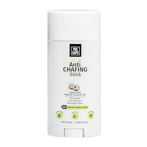 Pee Safe Anti Chafing Stick For Men & Women 75Gm For Underarm Inner Thighs And Other Effected Area by Blisters Rashes & Odour Anti Rash Cream 100% Natural Coconut Oil Paraben & Silicone Free Maintain Skin‘S Ph Goodness Of Aloe Vera & Vitamin