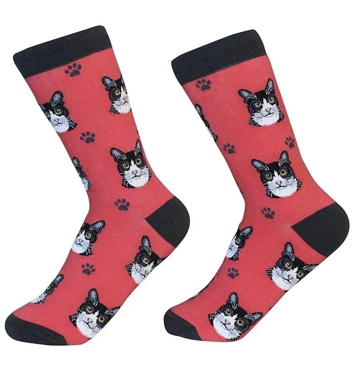 Pet Lover Unisex Socks- Black and White Cat
