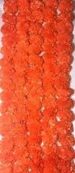 Phool Mala Artificial Flower (4.5 feet Orange)- Pack of 5 Pieces