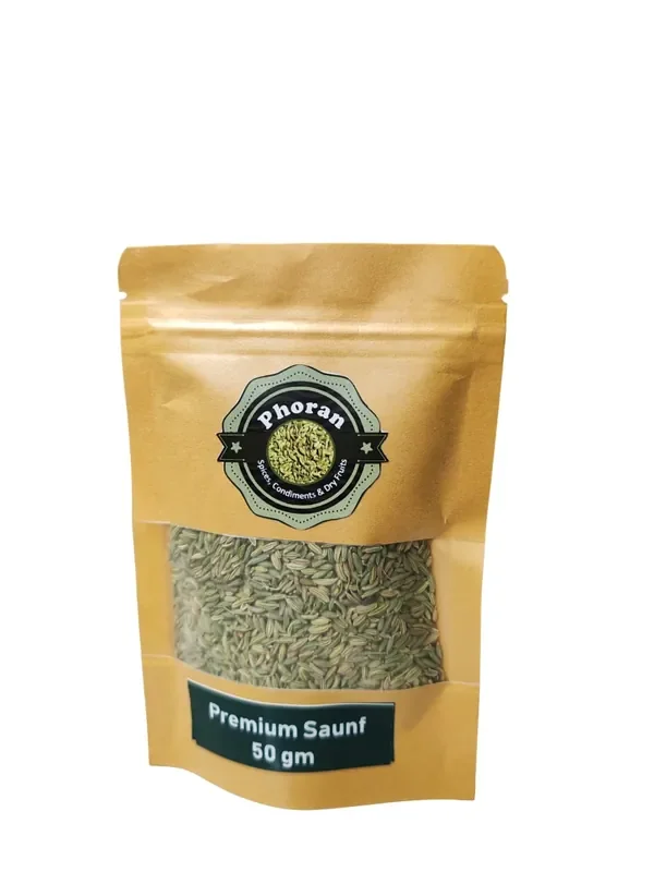 Phoran Premium Fennel Seeds, Natural and Fresh Organic Saunf, Flavorful and Aromatic, Perfect for Cooking Whole 50 grams