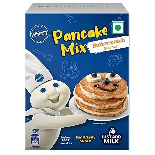 Pillsbury Butterscotch Flavour Pancake Mix 2-Minute Pancake Mix for Kids No-Preservatives 500g